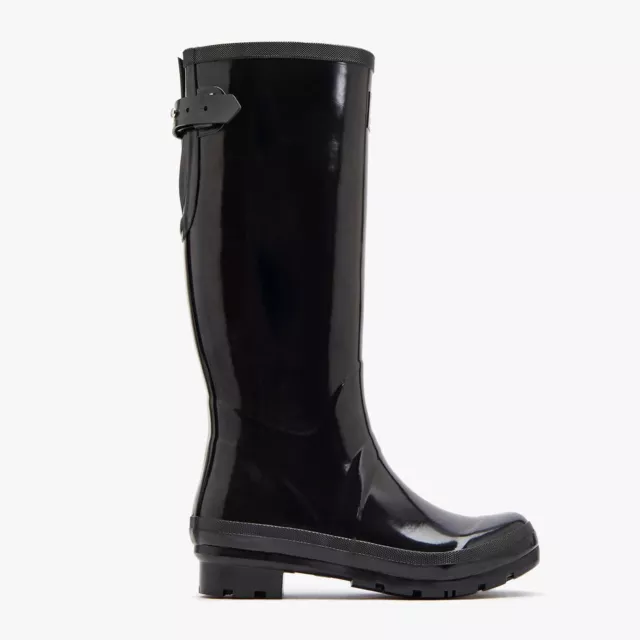 Joules Field Welly Gloss Damen wasserdicht Gummi Wellington Regenstiefel schwarz