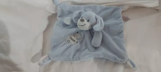 Neuf*  Doudou Plat Chien Pommette Bleu Blanc Sweet Dream Nuage Étoile Gris brodé