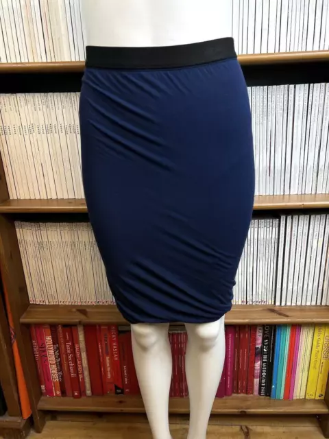 T by Alexander Wang Womens XS 8 Skirt Blue Navy Jersey Marled Draped Twisted Hem