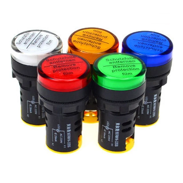 Plastic Power Signal-Lamp-22mm LED Pilot Light Indicator-Panel-Mount - 220V NEW