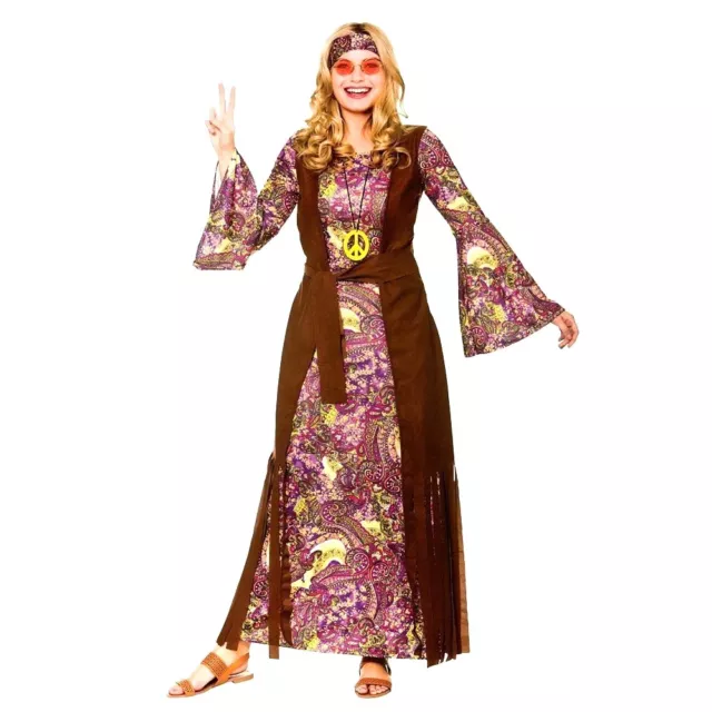 ADULT SUMMER OF LOVE Hippie Fancy Dress 60s 70s Ladies Costume
