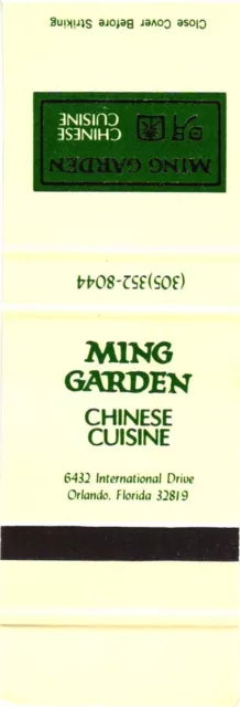 Orlando Florida Ming Garden Chinese Cuisine Vintage Matchbook Cover