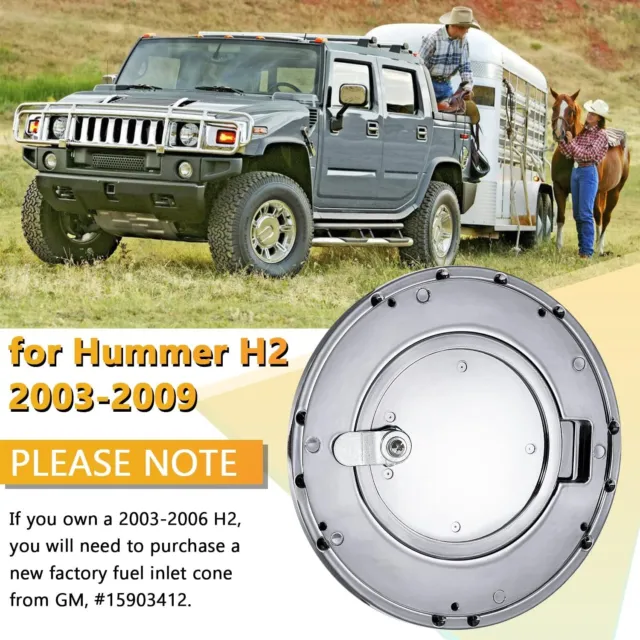 New Chrome Fuel Door Locking Aluminum Gas Tank Cap Cover for Hummer H2 2003-2009 2