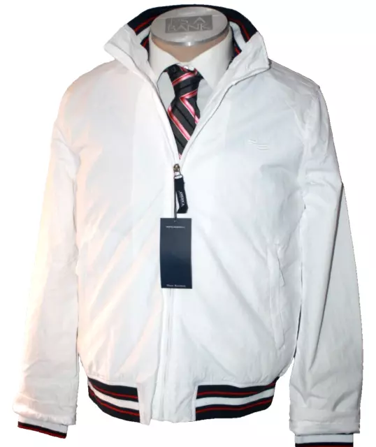 PERRY ELLIS mens jacket WHITE BOMBER JACKET RAIN BREAKER ZIP UP L 44 NWT $99 3