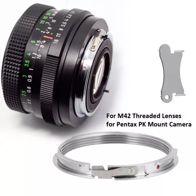 Silver M42-PK Mount Adapter Ring For Pentax Camera M42 Lens To PK K Mounts New