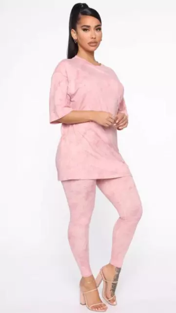 NEW Pink Sz Large Leggings & Soft Roomy Shirt 2 Pc Stretchy Outfit FASHION NOVA