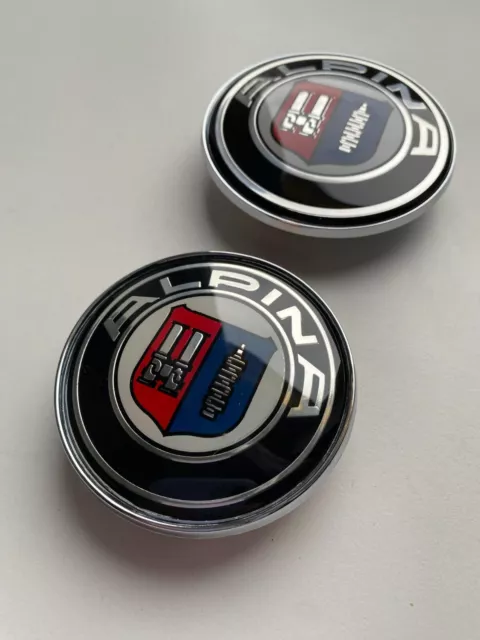 Für BMW ALPINA 82mm+74mm Vorne Motorhaube Heckklappe Hinten Emblem Chrom Logo