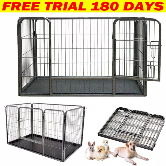 Heavy Duty Dog Puppy Cage Pet Playpen Whelping Box Metal Run Enclosure & Floor