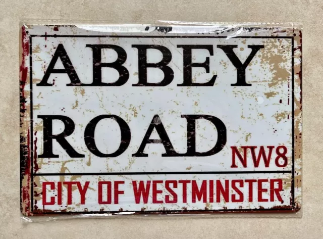 ABBEY ROAD CITY OF WESTMINSTER NW8 METAL SIGN BAR MAN CAVE THE BEATLES 20x30cm