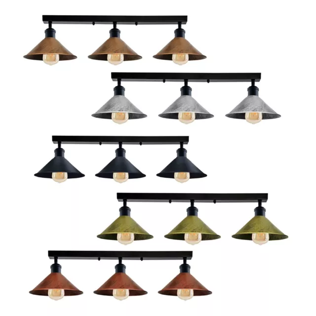Vintage Ceiling Lamp 3 Way Metal Retro Industrial LED Flush Mount Ceiling Light