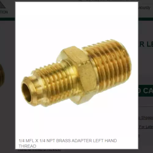 1/4 Mfl X 1/4 Npt Brass Adapter Left Hand Thread # B88-44Lh