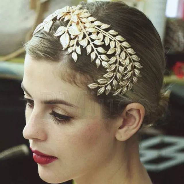 Luxury Grecian Bridal Headpiece Hair Vine Crown 1920s Gold Leaf Baroque Headwear