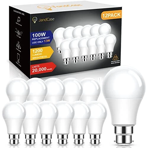 B22 Bajonett LED Glühbirne 100W Äquivalent, JandCase 13W A60 Glühbirne, 1200LM