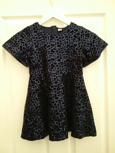 Abito da festa TU per bambini blu navy/nero in velluto schiacciato età 5 anni nuovo