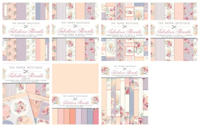 The Paper Boutique Fabulous Florals - Paper Pad, Inserts, Colour Card - NEW