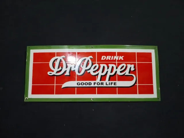 Porcelain Dr. Pepper Enamel Metal Sign Size 36" x 15" Inches