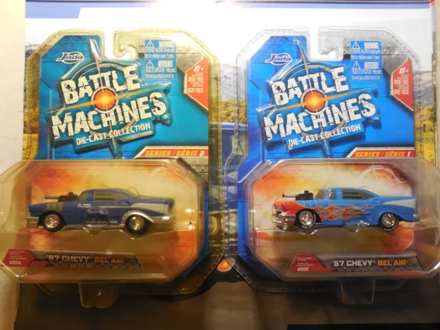 Jada Toys Battle Machines 1957 Chevy Belair Lot 2 Flames Blue Ol Timer Gorilla