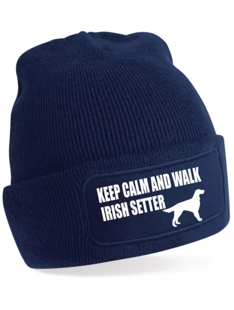 Keep Calm & Walk Irish Setter Beanie Hat Dog Lovers Gift For Men & Ladies