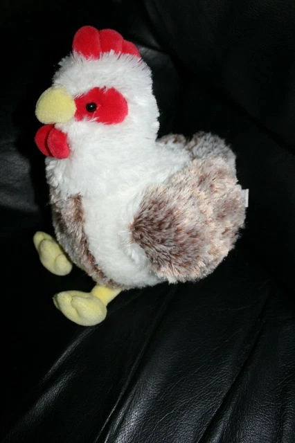DOUDOU PELUCHE GIPSY COQ POULE COCORICO SONORE MARRON ROUGE BLANC 24cm TBE