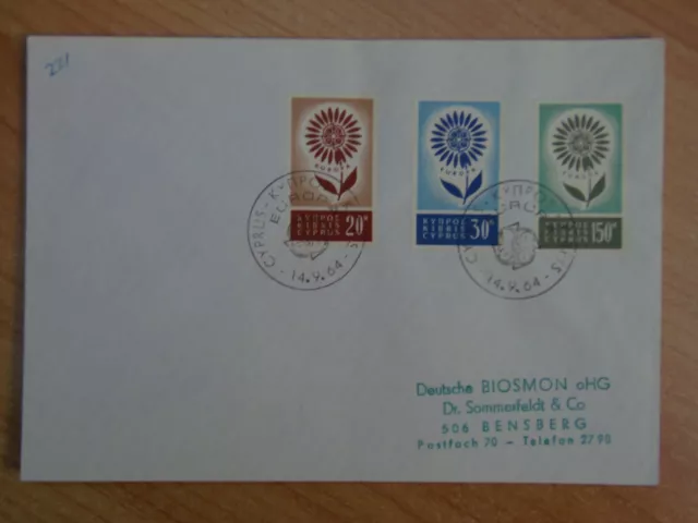 CEPT/EUROPA UNION - Ersttagsbrief/FDC Mi-Nr. Zypern 240-242, 1964, M€ 30,00
