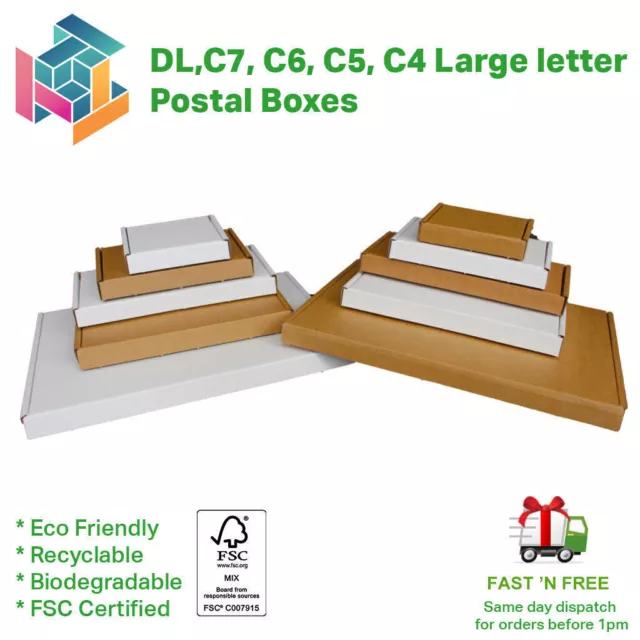 Royal Mail PIP Large Letter Boxes C4 C5 C6 C7 DL Postal Box FSC Certified 2