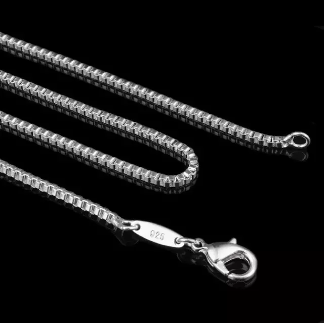 925 Sterling Silber beschichtet 1,4mm vierkant Box Halskette 40-45-50-55-60 cm