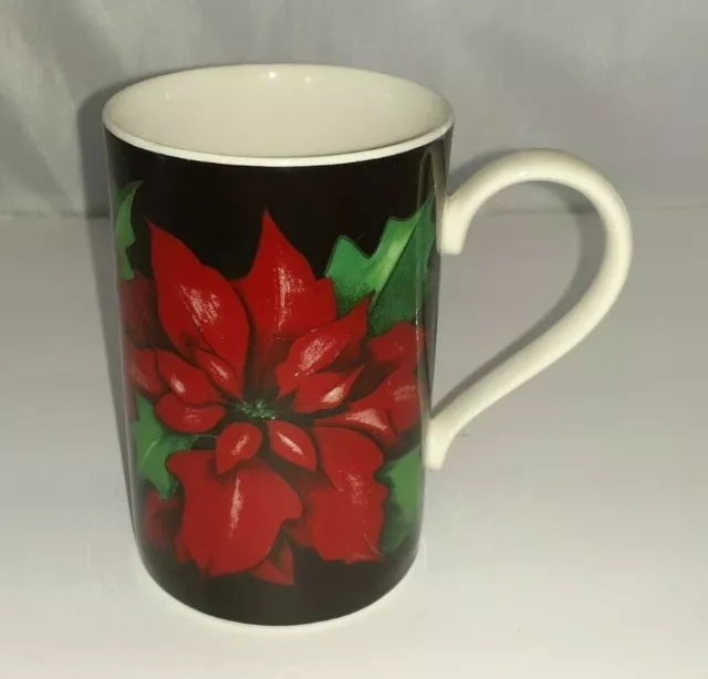 Dunoon Scotland Stoneware Tall Mug Caroline Bessey Poinsettia Design