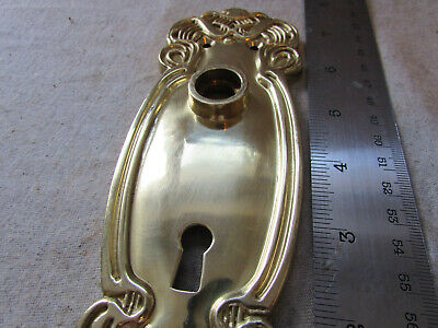 Brass Door Back Plate Ornate Victorian Nouveau Reproduction 2.5 x 7.5 Keyhole 3