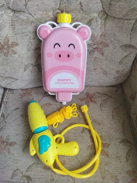 Cute Pig Backpack Water Gun Kids Adults Summer Water War Game Toys Water Shooter