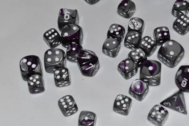 50+ Polyhedral 7-Die + D6 Gemini Chessex Dice Set Purple-Steel CHX-2643 2