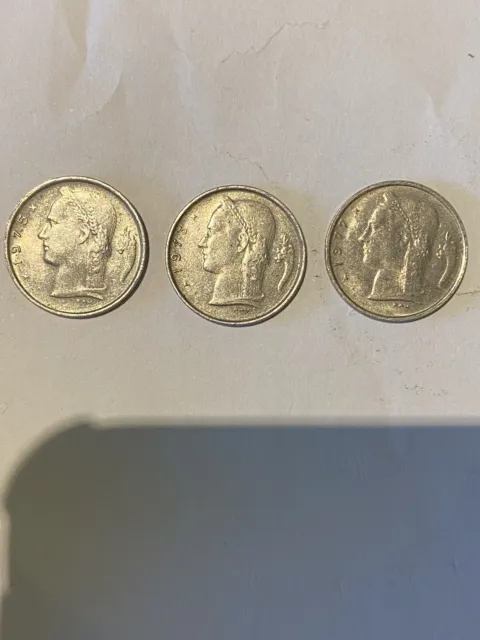 COIN BELGIUM 1 FRANC 1 FR Belgie Kayihan coins X 3 1970’s