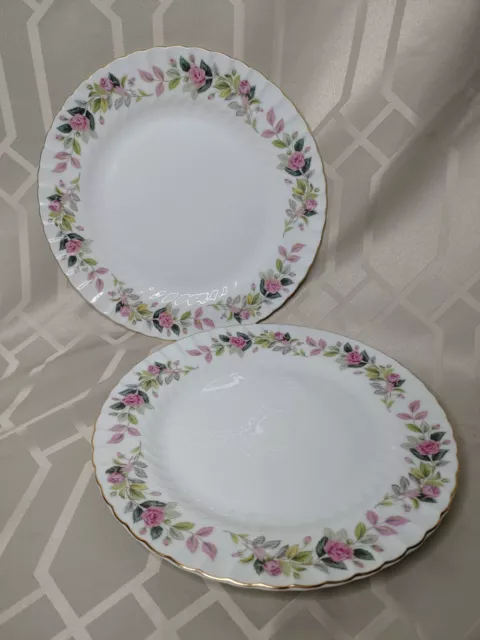 Creative Fine China Japan Regency Rose Set of 2 Dinner Plates Pink Gold MCM Vtg