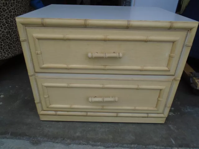 1 Faux Bamboo Nightstand Aloha Hollywood Regency Pair Beach Dixie Bed Table Boho