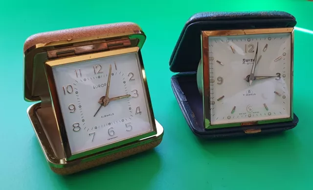 Vintage Travel  Clocks Swiza and Europa Working