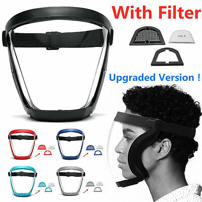 Anti-fog Full Face Shield Protective Cover Transparent Safety Mask with Filter