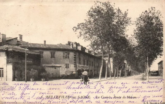 CPA 69 - BELLEVILLE SUR SAONE (Rhone) - La Croisée, Route de Macon - dos simple