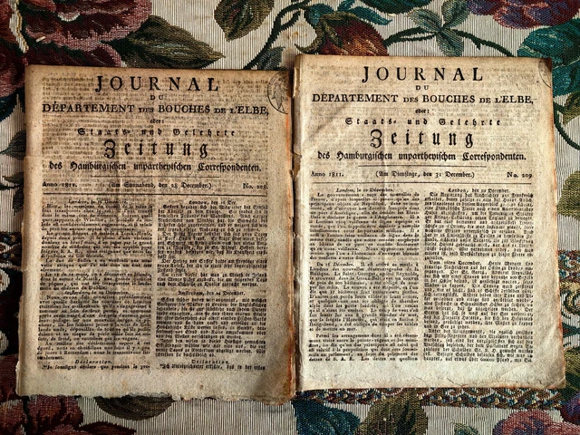 1811 Zeitung  Hamburg 208 209...2 Zeitungen