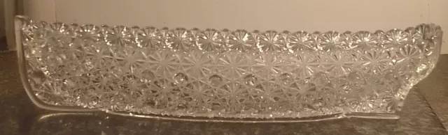 Hobnail And Daisy Pattern " Grace Darling " 11" Length Pressed Glass Boat Dish