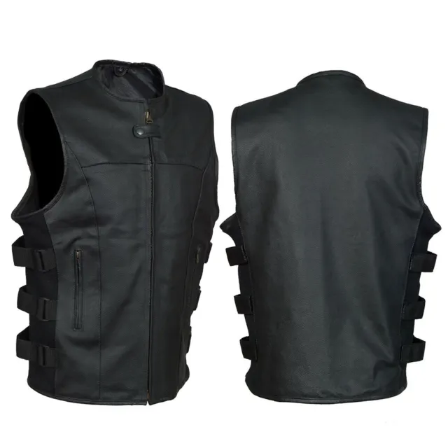 Gilet de motard sans manches tendance homme faux cuir taille clubwear moto