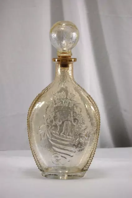 Horn Of Plenty Clear Glass Liquor Cornucopia EMPTY Decanter Barware Bottle 11"