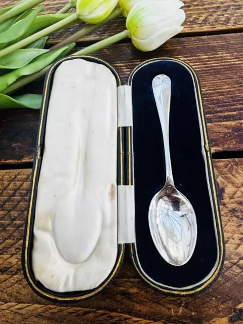 Antique Martin Hall & Co 1923 Sterling Silver Rat Tail Spoon 35g in Original Box