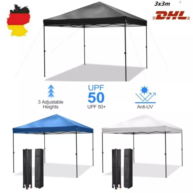 Pavillon Wasserdicht 3x3M Faltbar Gartenpavillon Partyzelt UV-Schutz 50+
