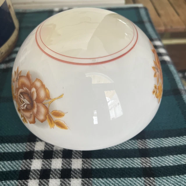 Vintage Antique Hand Painted Flower Milk Glass Lamp Light Shade BEAUTIFUL!!