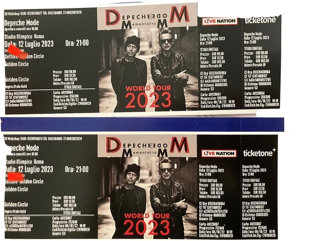 2 Biglietti Depeche Mode Prato Gold Roma 12 Luglio