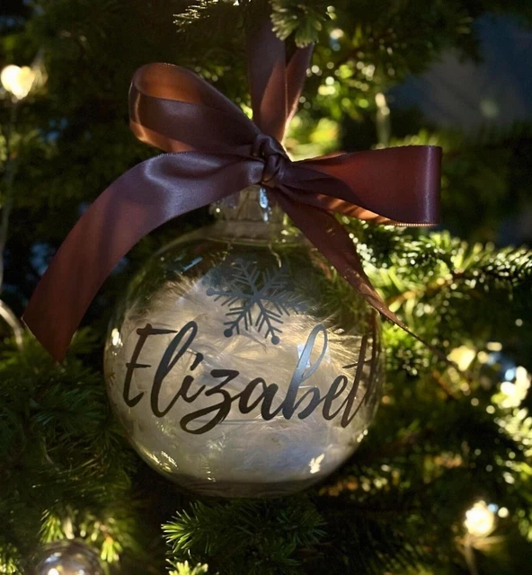 Personalised Christmas Bauble, Rose Gold, with Name, Large Tree Decoration