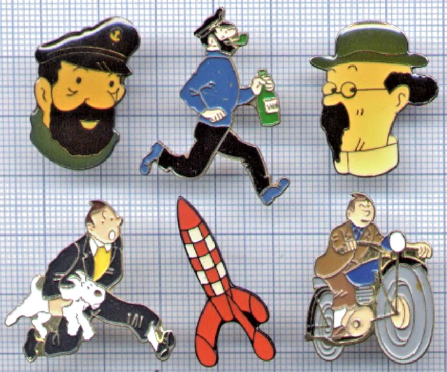 Lot De 6 Figurines PVC HEIMO - Tintin, Tim, Kuifje : Dupond, Milou Et Haddock (6cm)