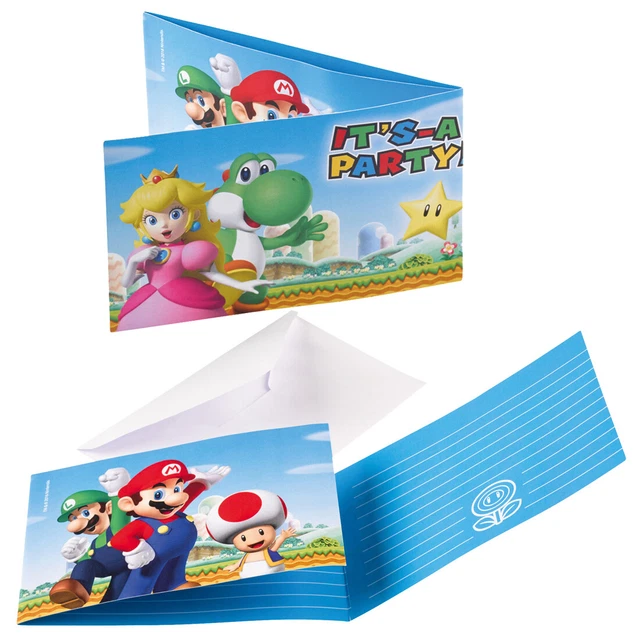 8 Super Mario Brothers Tarjetas Invitación Con Sobres Invitaciones de Cumpleaños