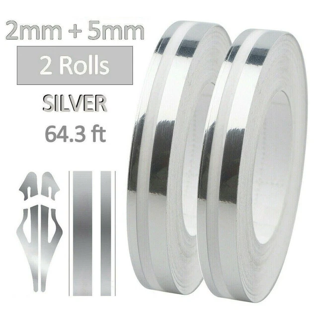 Achieve an Aggressive Look with 2X Silver Stripe Pin Stripe Tape Decal Stickers