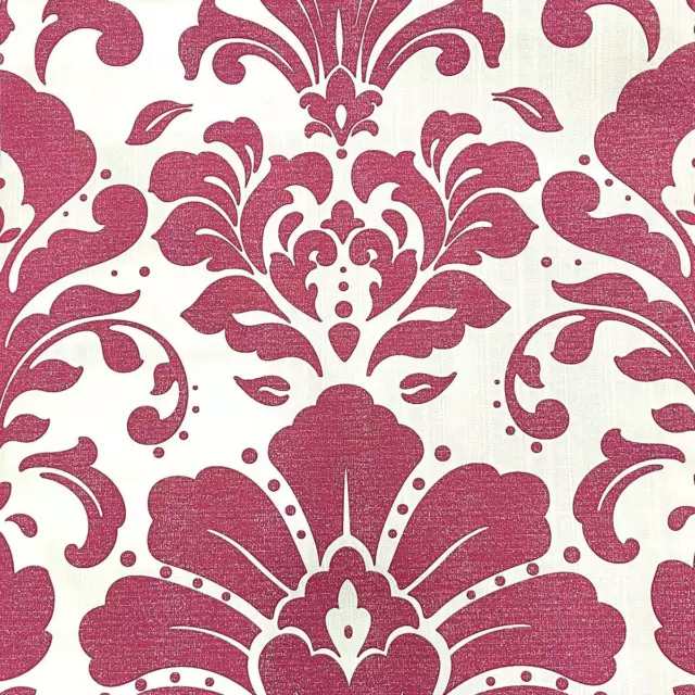 Pink Glitter Damask Wallpaper Textured Metallic Embossed Heavyweight Blown Vinyl