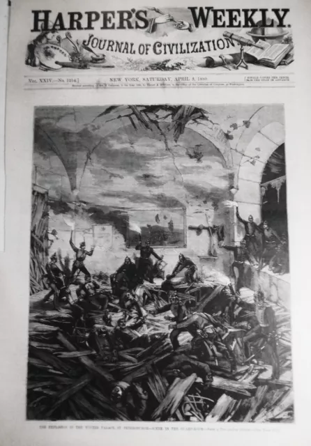 Explosion dans Le Hiver Palace, St.Petersburg. Harper's Hebdomadaire 1880 -